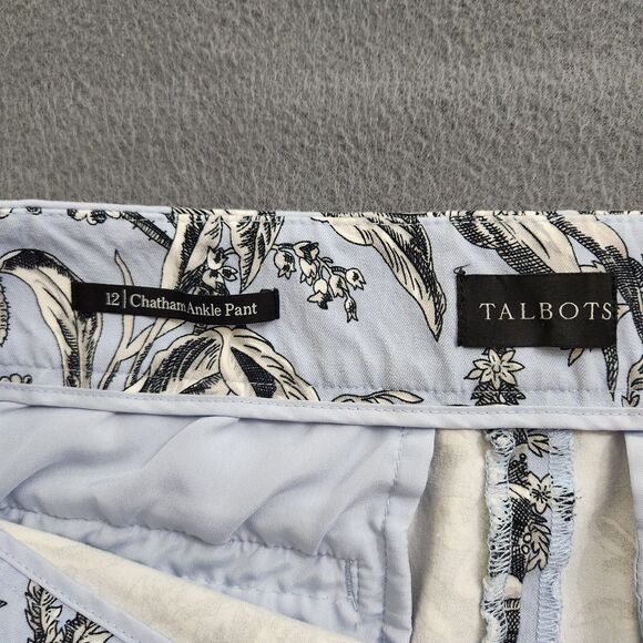 Talbots Women 12 Blue Floral Stretch High Rise Chatham Ankle Pant - Picture 6 of 11